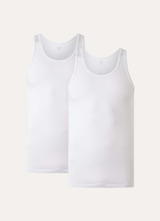Falke Singlet van katoen in 2-pack - voorkant 2 wit