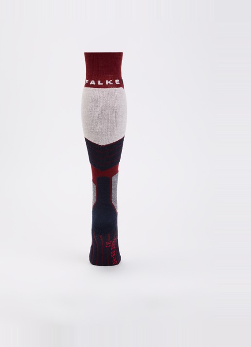 Falke SK2 skisokken in wolblend - voorkant 2 donkerrood