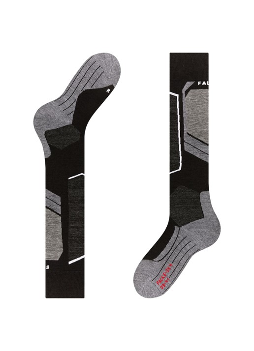 Falke SK4 skisokken in wolblend - detail 4 zwart