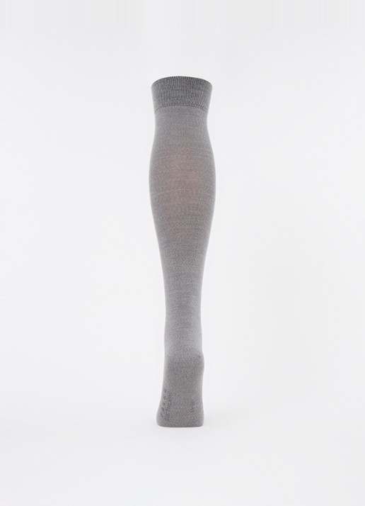 Falke Softmerino kniekousen in scheerwolblend - voorkant 2 lichtgrijs