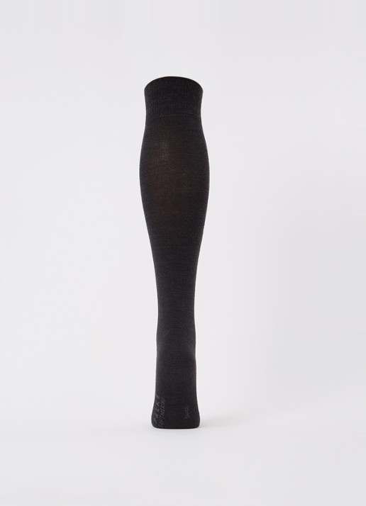 Falke Softmerino kniekousen in wolblend - voorkant 3 antraciet