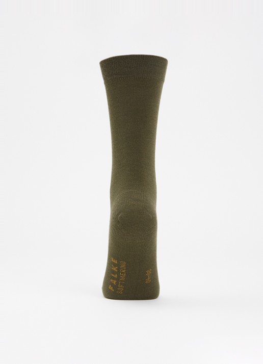 Falke Softmerino sokken in scheerwolblend - voorkant 3 bronsgroen