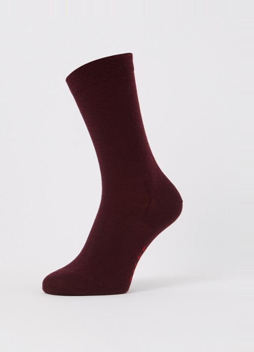 Falke Softmerino sokken in scheerwolblend - detail aubergine