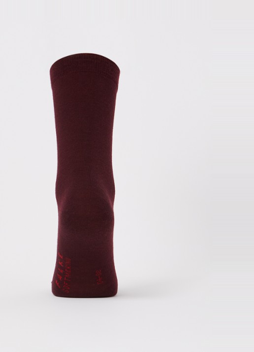 Falke Softmerino sokken in scheerwolblend - voorkant 3 aubergine
