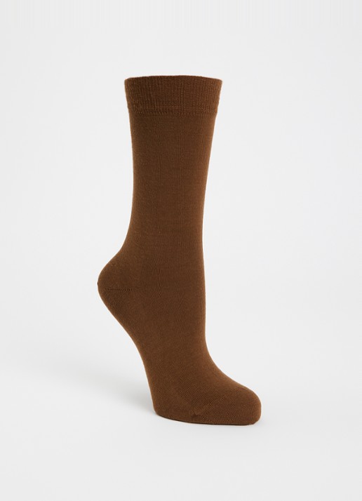 Falke Softmerino sokken in wolblend - voorkant 2 roestbruin