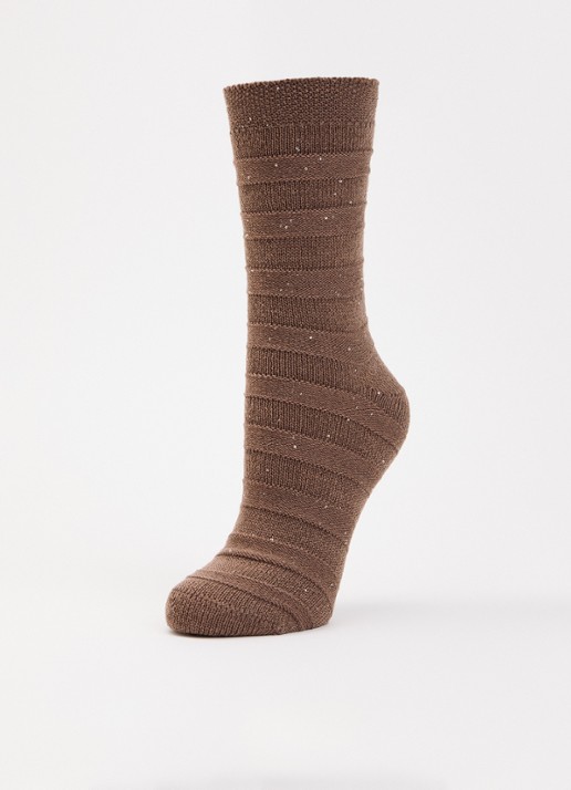 Falke Sparkle Stripes sokken in wolblend  - detail 3 bruin