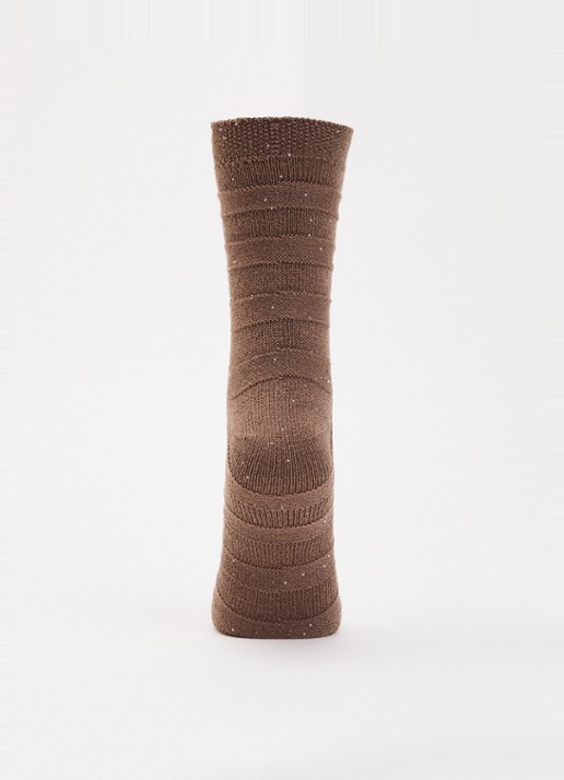 Falke Sparkle Stripes sokken in wolblend  - voorkant 2 bruin