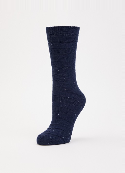 Falke Sparkle Stripes sokken in wolblend  - detail donkerblauw