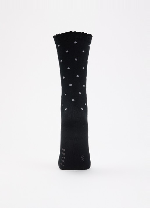 Falke Spike Dot sokken met stippenprint - voorkant 2 zwart