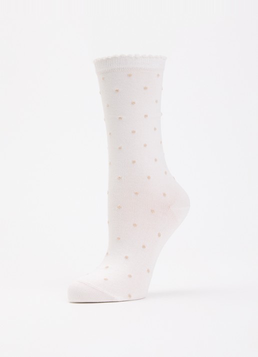 Falke Spike Dot sokken met stippenprint - detail wit