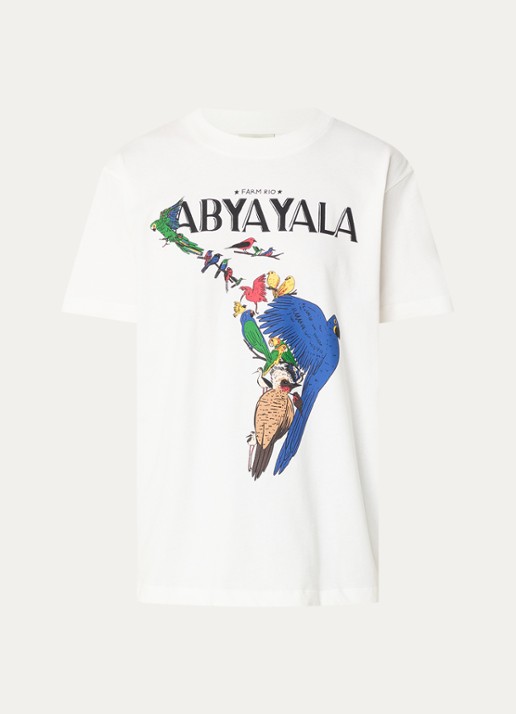 Farm Rio Abya T-shirt met print - voorkant 3 gebroken wit