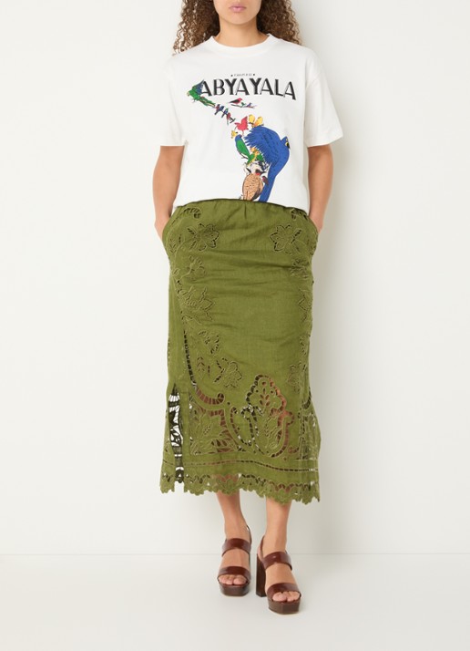 Farm Rio Abya T-shirt met print - voorkant 4 gebroken wit