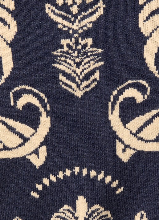 Farm Rio Ainika fijngebreid vest met strikceintuur en ingebreid patroon - detail 5 donkerblauw