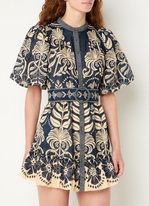 Farm Rio Ainika mini blousejurk met ceintuur en print
