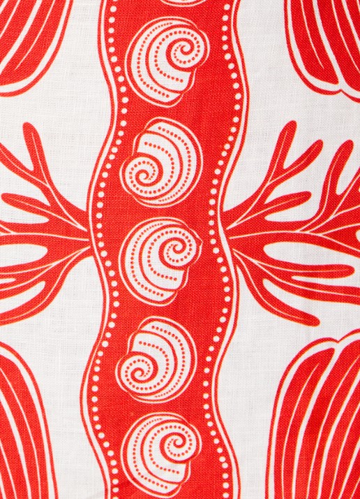 Farm Rio Ainika mini jurk van linnen met print - detail 2 koraalrood