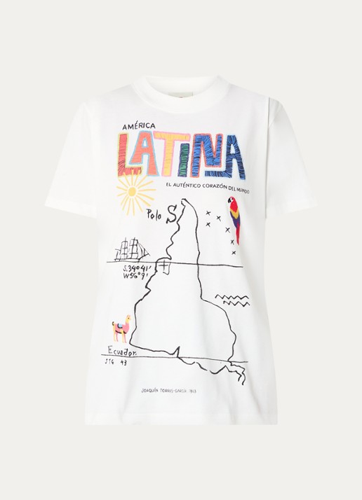 Farm Rio America Latina T-shirt met print - voorkant 2 gebroken wit
