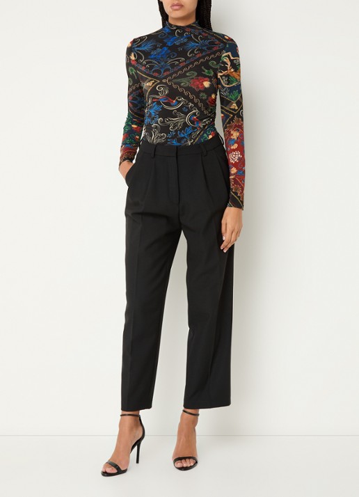 Farm Rio Arabesque top met print - voorkant 2 zwart