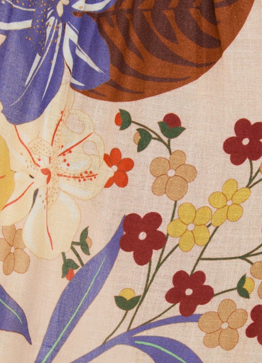 Farm Rio Beauty Bouquet tuniek met pofmouw en bloemenprint - detail 4 zalmroze