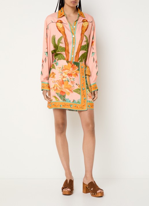 Farm Rio Birds blouse met print - voorkant 2 orange