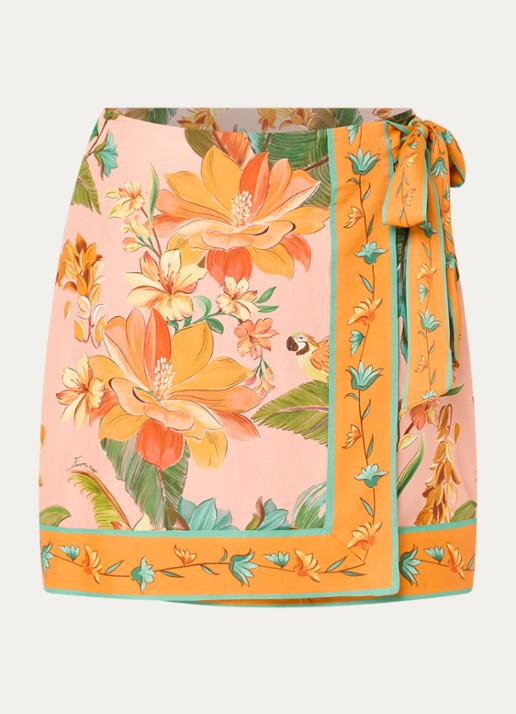 Farm Rio Birds minirok met print - voorkant orange