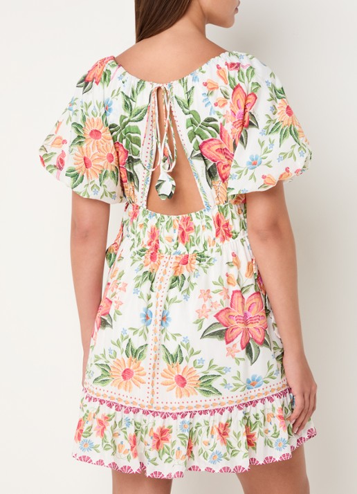 Farm Rio Bloom Garden mini jurk met bloemenprint - achterkant 5 roze