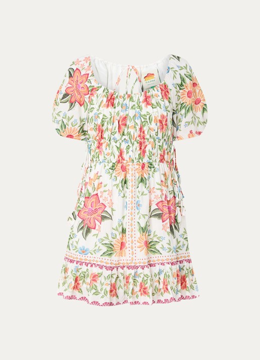 Farm Rio Bloom Garden mini jurk met bloemenprint - voorkant roze