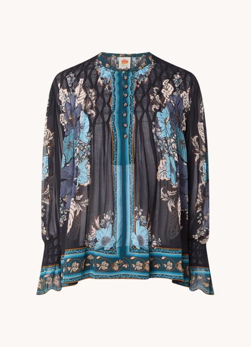 Farm Rio Blossom tuniek met bloemenprint - voorkant 4 donkerblauw
