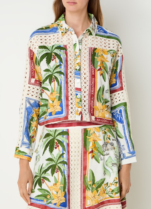 Farm Rio Blouse in linnenblend met bloemenprint