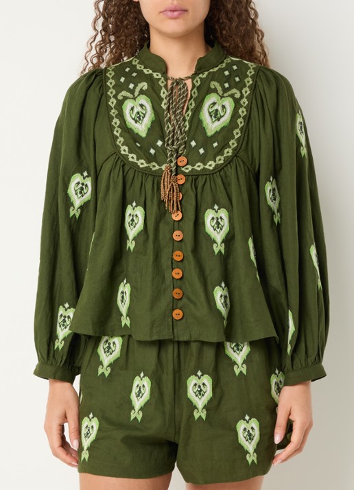 Farm Rio Blouse in linnenblend met borduring
