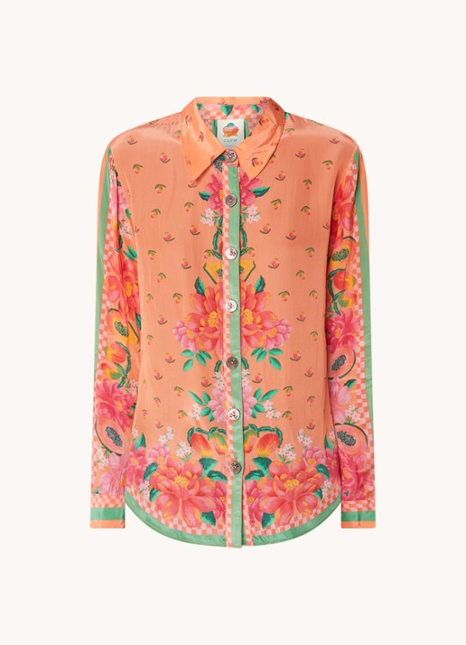Farm Rio Blouse met bloemenprint  - voorkant 4 orange