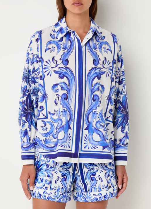 Farm Rio Blouse met print en blinde knoopsluiting