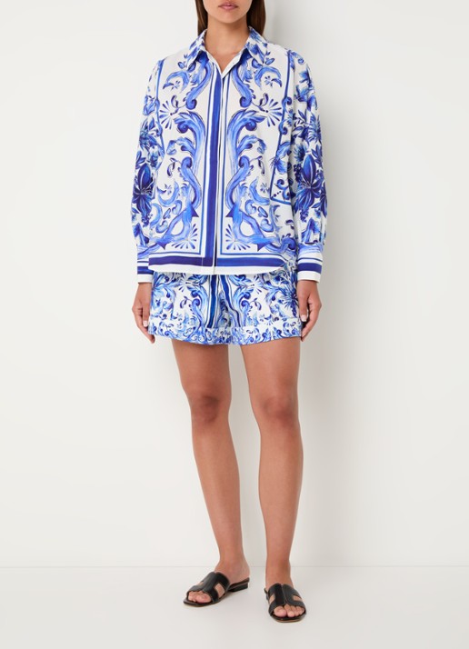 Farm Rio Blouse met print en blinde knoopsluiting - voorkant 3 donkerblauw