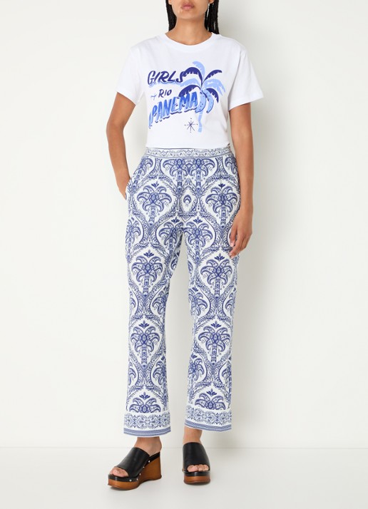 Farm Rio Blue Tropical T-shirt met print - voorkant 2 wit