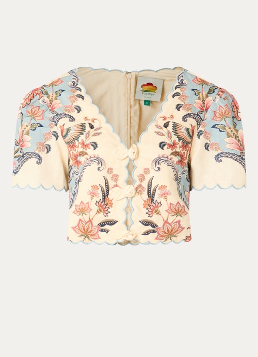 Farm Rio Boho tuniek met bloemenprint - voorkant 2 lichtgeel