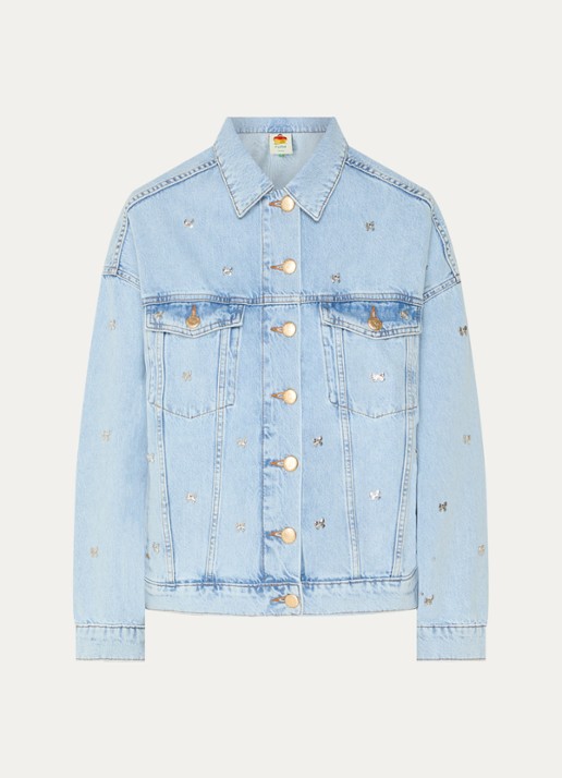 Farm Rio Bows spijkerjas met studs en borstzakken - voorkant 4 indigo