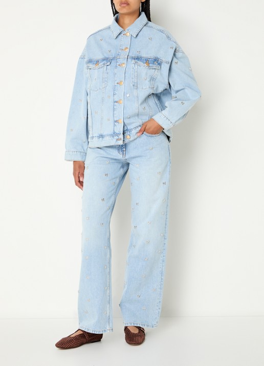 Farm Rio Bows spijkerjas met studs en borstzakken - voorkant 5 indigo