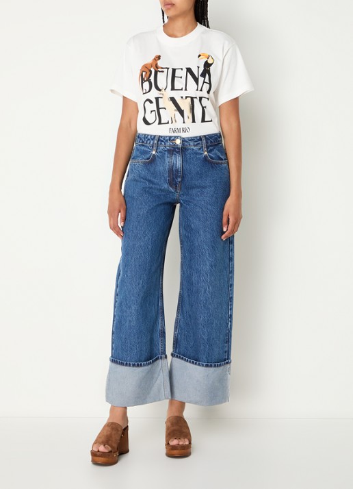 Farm Rio Buena Gente T-shirt met print - voorkant 4 gebroken wit