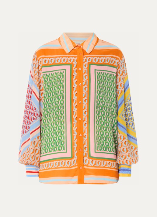 Farm Rio Cashew blouse met grafische print - voorkant 2 orange