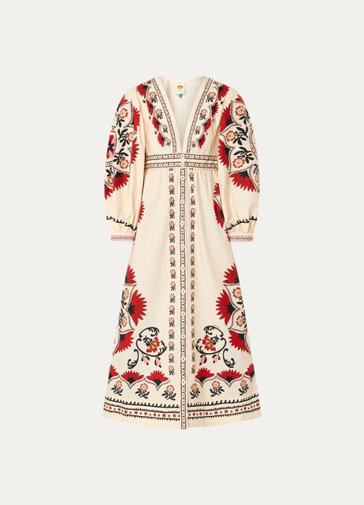 Farm Rio Cashew Mandala midi jurk met bloemenprint - voorkant 4 creme