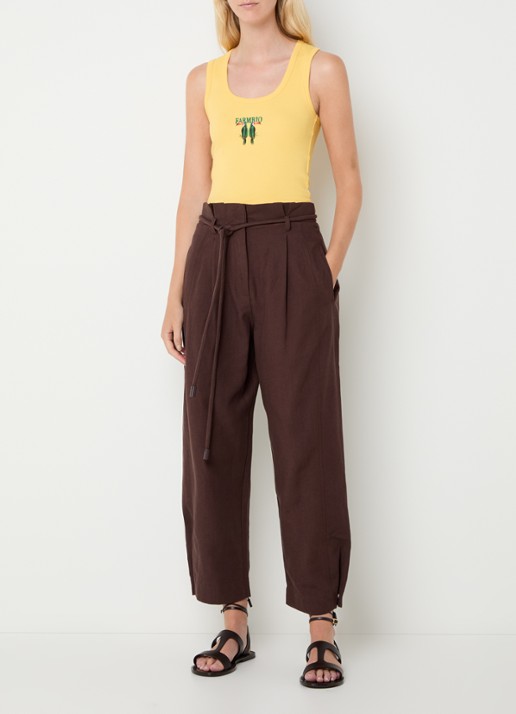Farm Rio Clochard high waist loose fit cropped pantalon  - voorkant 2 hazelnootbruin