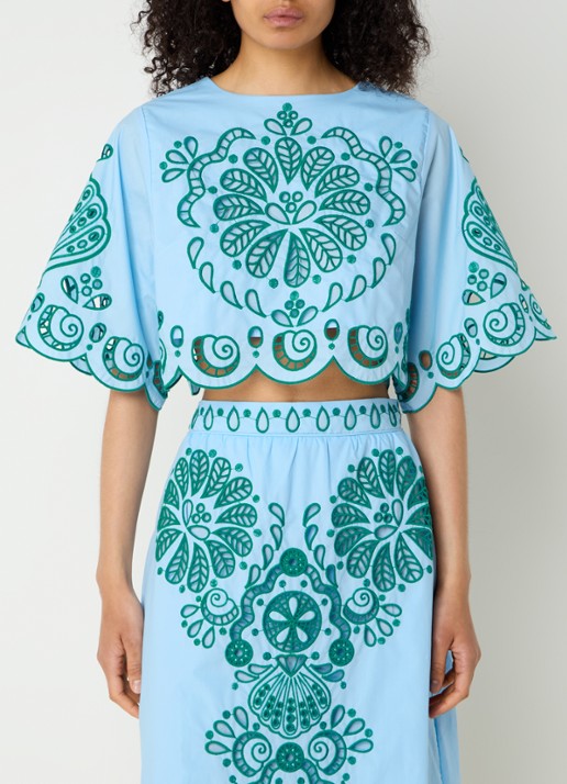 Farm Rio Crop top met opengewerkt dessin