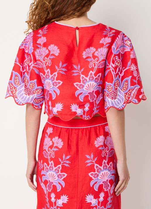 Farm Rio Cropped blouse met print - achterkant 3 rood