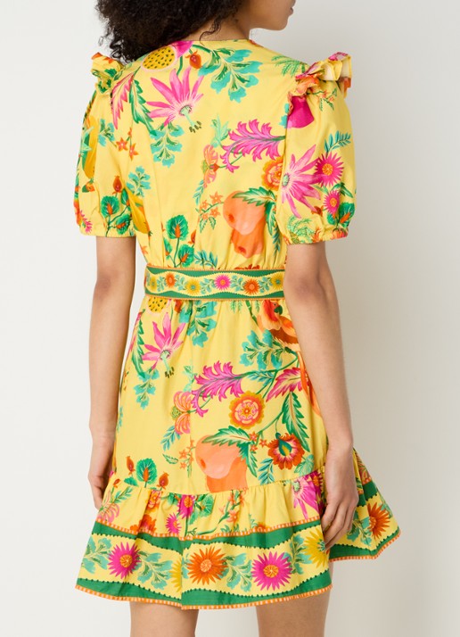 Farm Rio Delicate Fruit Garden mini tuniekjurk met bloemenprint - achterkant geel
