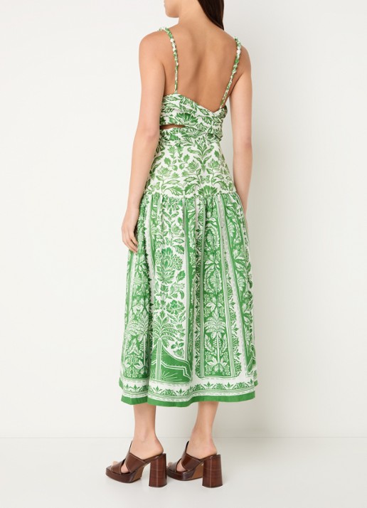 Farm Rio Delicate midi jurk van linnen met print - achterkant 3 groen