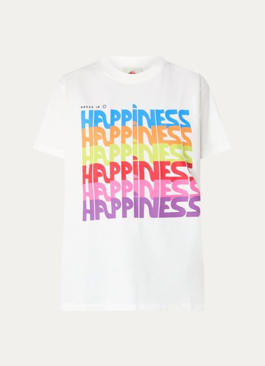 Farm Rio Dress In Happiness T-shirt met print - voorkant gebroken wit