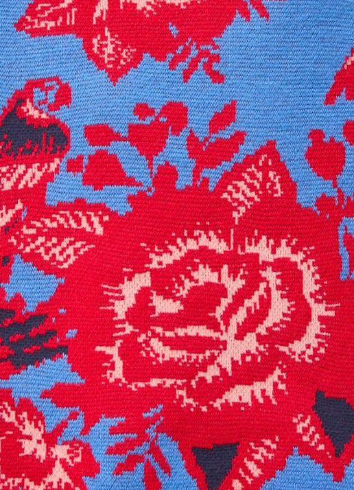 Farm Rio Fijngebreid vest met bloemenprint en opengewerkt detail - detail 4 roze