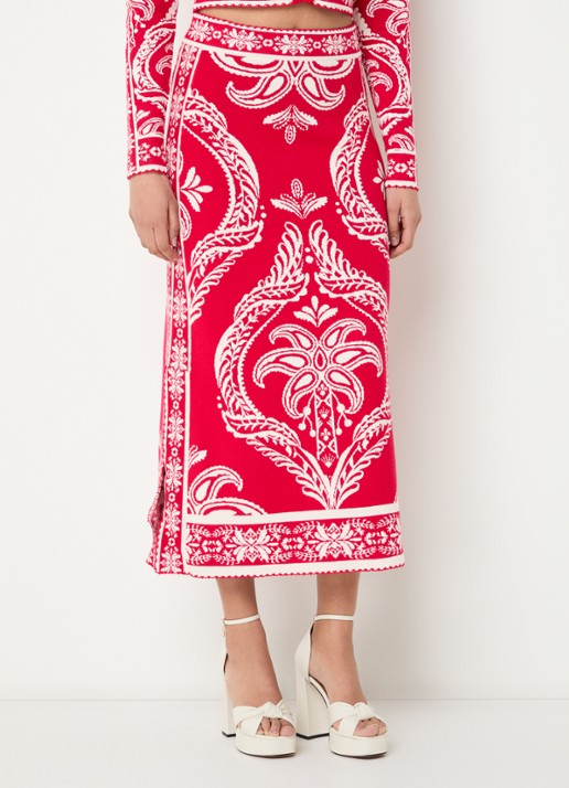 Farm Rio Fijngebreide midi rok met print