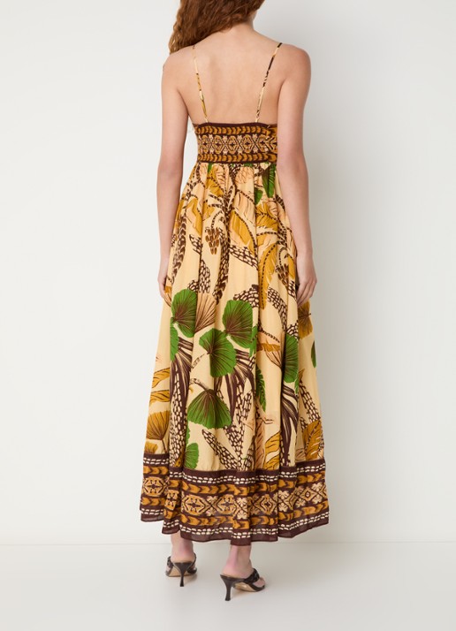 Farm Rio Fiolage maxi jurk met print - achterkant lichtgeel