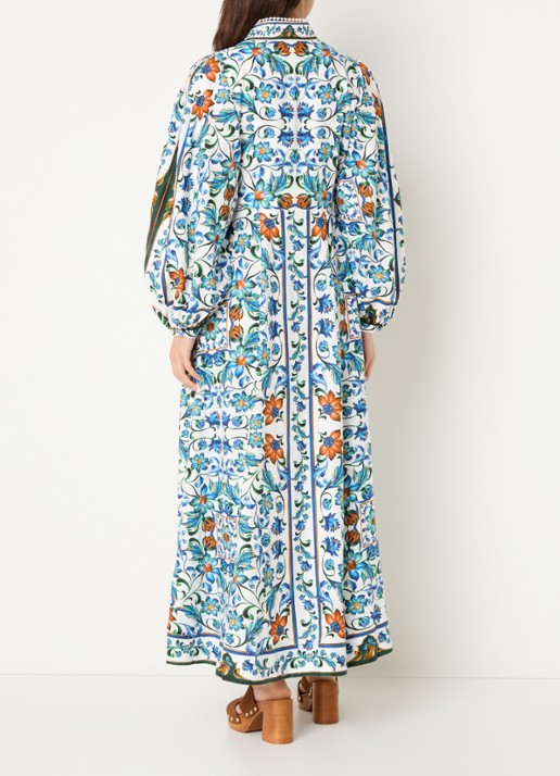 Farm Rio Flora maxi jurk met print - achterkant kobaltblauw