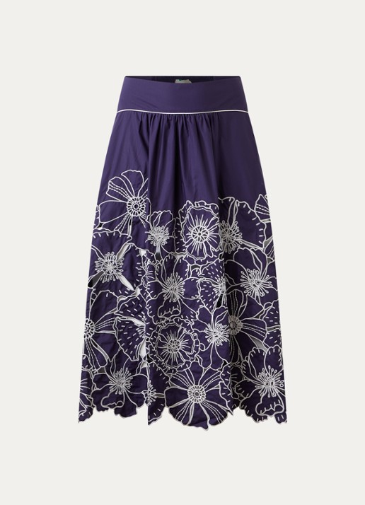 Farm Rio Florart midi jurk met volant - voorkant blauw